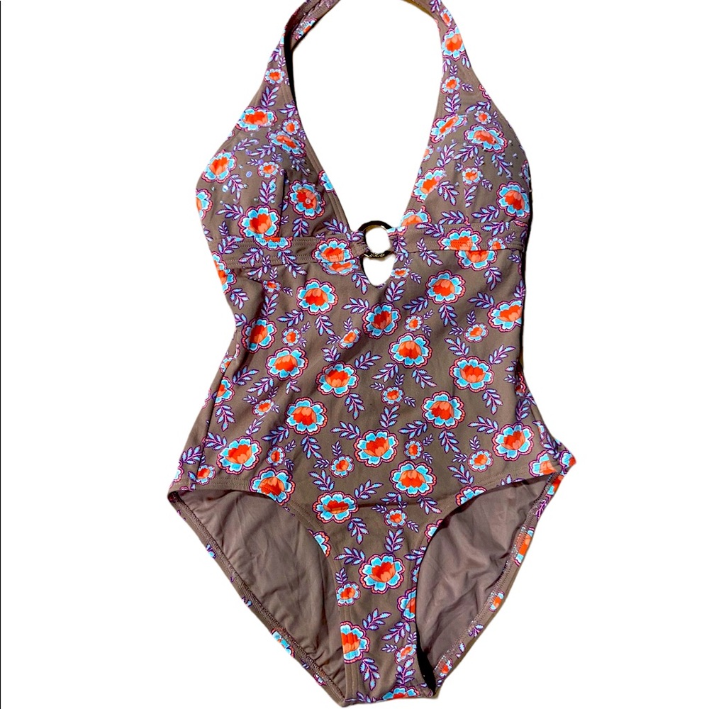 Let arte Maui Hawaii beaded halter top one piece swimsuit